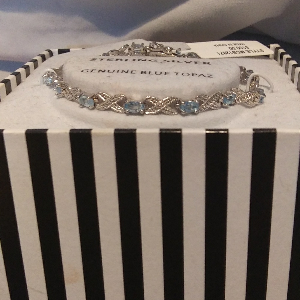 Sterling Silver & Genuine Topaz Bracelet